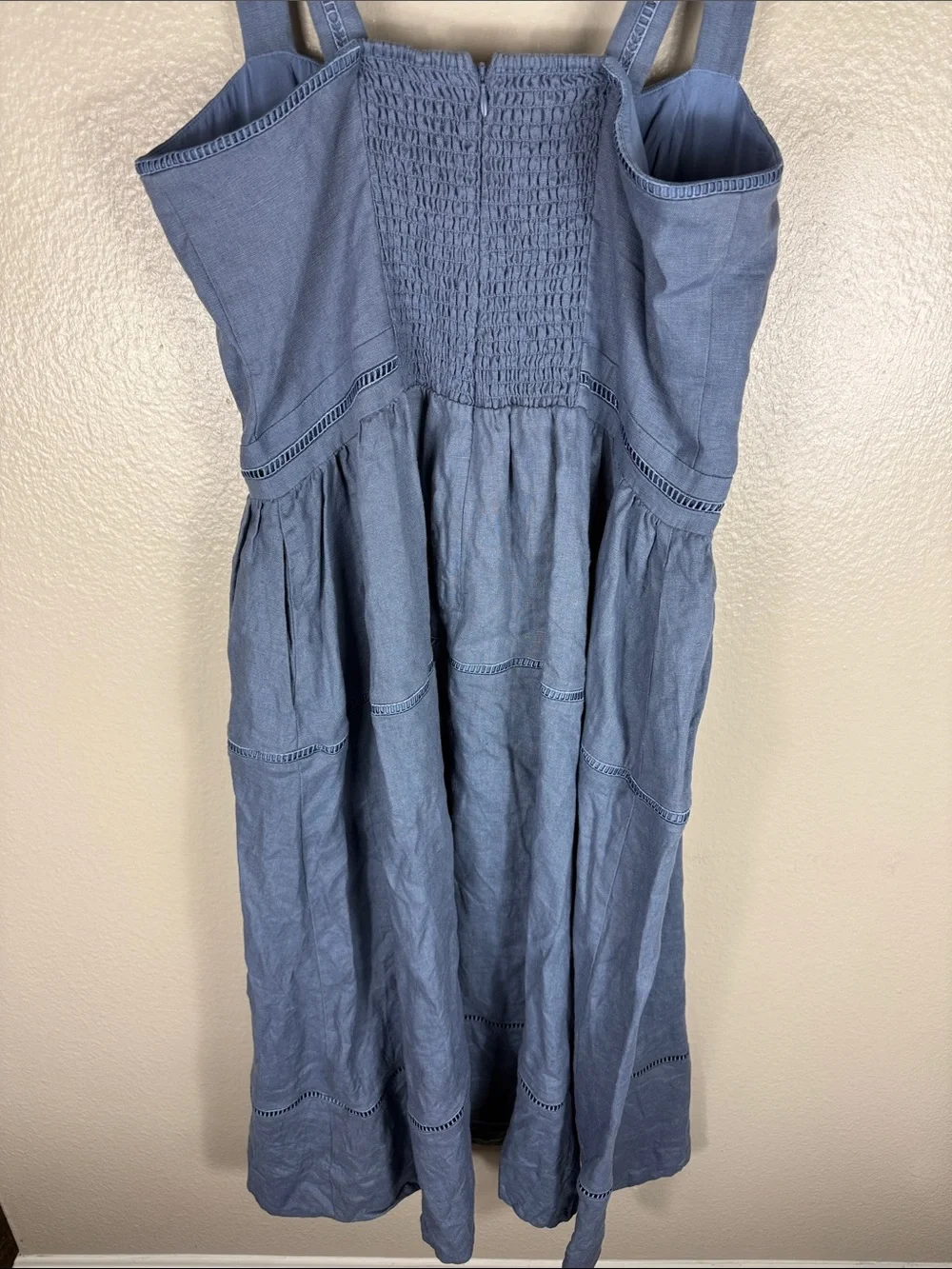 Reformation Everett Linen Dress in Cornflower Blue - Picture 10 of 10